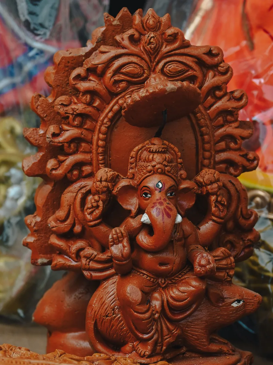 Ganesha sculpture in quiet devotion